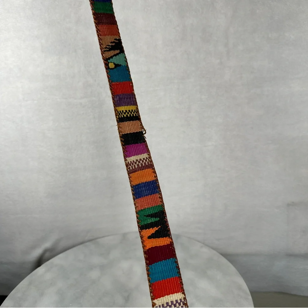 Multicolor Embroidered Leather Belt southwestern western woven boho‎ bohemian